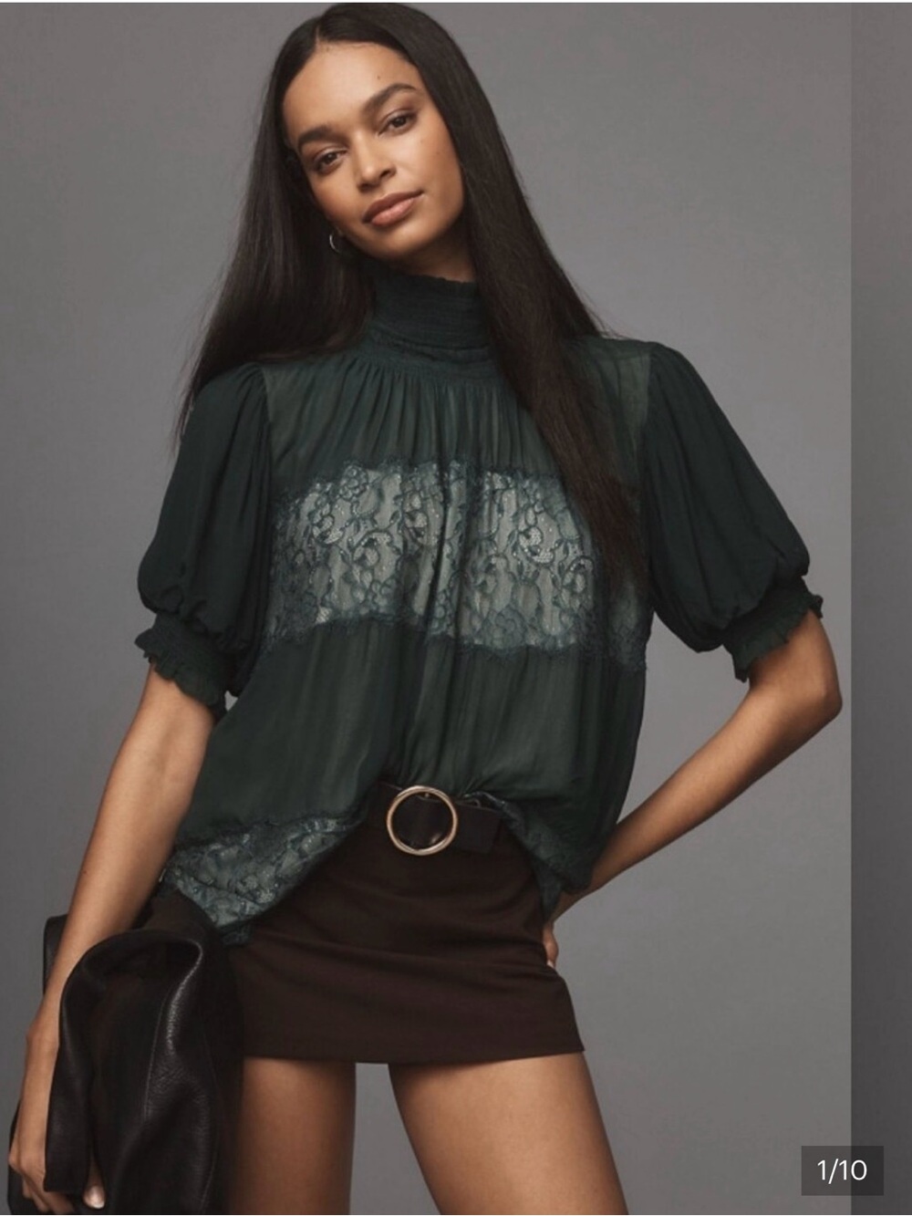 NWT Anthropology High Neck Lace Swing Blouse Size Medium